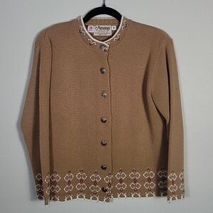 Vintage Amana Scandinavian Button Up Cardigan Sweater Size S/M Nordic Knit